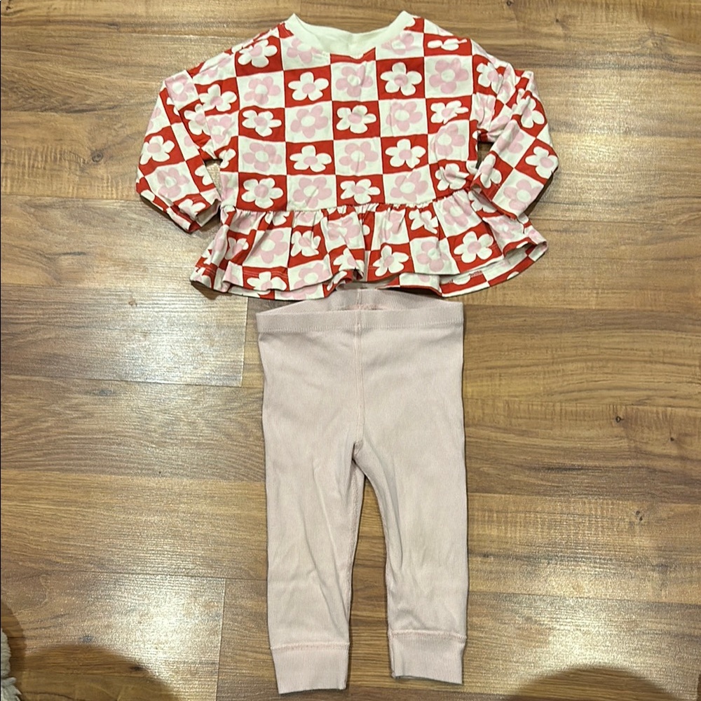 Red and Pink Floral Baby Outfit